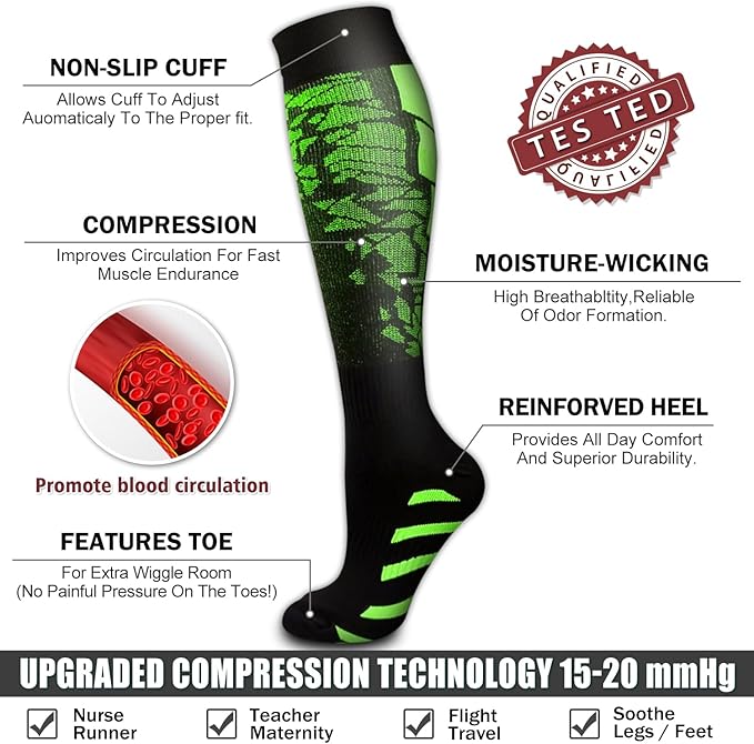 6 Pack Copper Compression Socks for Women and Men Circulation-Best Support for Medical,Running,Nursing,Athletic - Image 5