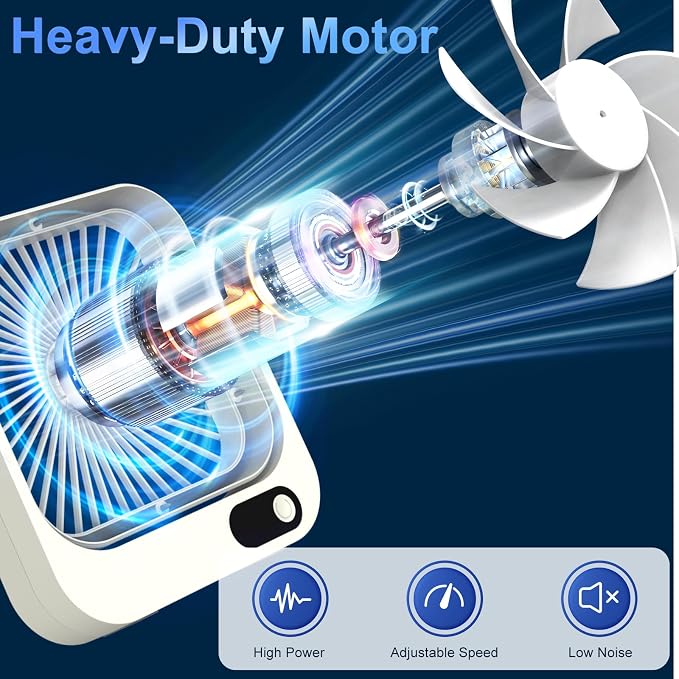 Portable Magnetic Travel Fan, 5000mAh Rechargeable Battery Powered, Mini Personal Travel Fan for Sleeping Attach Magnetically&Desk Use, Essentials for Italy European Travel Plane Hotel - Image 6