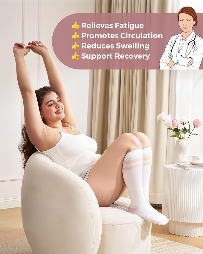 Momcozy Compression Socks for Women Wide Calf, 15-20mmHg Knee High Support Socks for Pregnancy, Nurses, Flying, Travel - Image 5