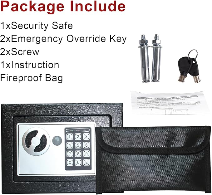 Money Safe Box for Home with 4 LED Color Sensor Light & Fireproof Money Bag, 0.23CUFT, Security Lock Box with Keys & Pass Code, Fireproof Safe with Digital Keypad, 3mm Thickness Door - Image 5