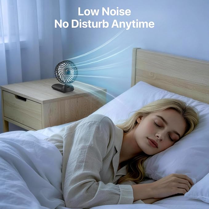 Portable Handheld Fan with Neck Lanyard, Black | 180° Foldable, 4 Wind Speeds, 16 Hours Battery Life, Low Noise, USB-C Rechargeable, Weighs only 106g, Removable Mesh Cover - Image 5