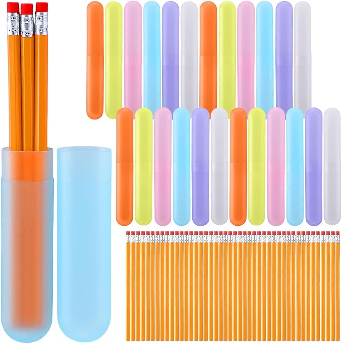 48 Set Pastel Travel Toothbrush Holders Bulk Classroom Pencil Case, 6 Color | Pastel 6 Color Set, ABS Durable Toothbrush Case Bulk, Compact 8 x 1.2 Inches, Portable Pencil Storage Box, School Class Gifts by Skybooly