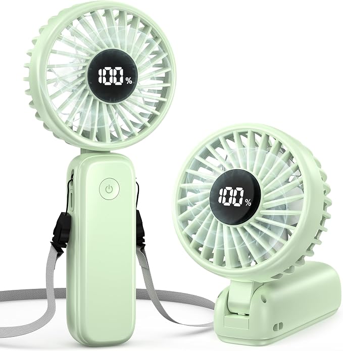 Handheld Fan Foldable, 5000mAh Rechargeable Hand Fans with Powerful Cooling, 4 Speeds, LED Display, Portable Fan for Travel,Concerts,Makeup,Lash,Outdoor Events,Gifts Women by COMLIFE