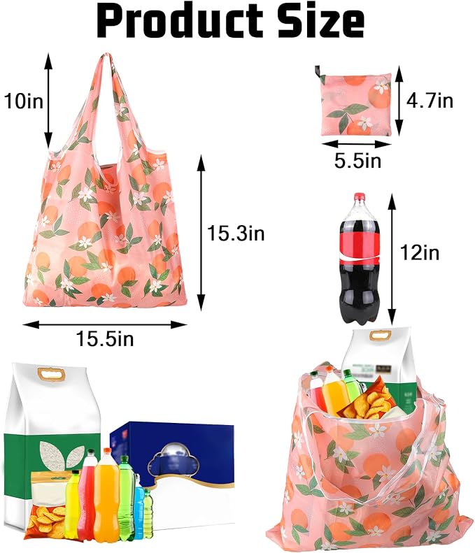 3PCS Foldable Reusable Shopping Large Bags kitchen Reusable Grocery Bags Durable Foldable Tote Bulk Market Cloth Storage Bags with Handles Machine Washable - Image 3