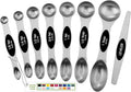 Spring Chef Stainless Steel Magnetic Measuring Spoons Set of 8, Black | Dual Sided Metal Teaspoon & Tablespoon Measuring Spoons with Leveler for Dry & Liquid Ingredients, Nesting, Dishwasher Safe by SpringChef