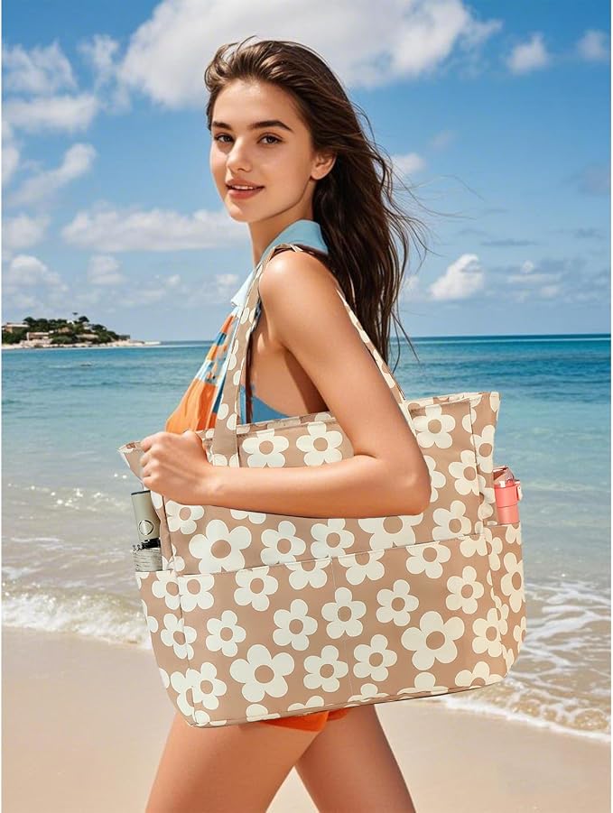 Bluboon Beach Bags for Women, Large Waterproof Tote Bag With Wet Compartment for Pool Weekender Travel Gym - Image 3