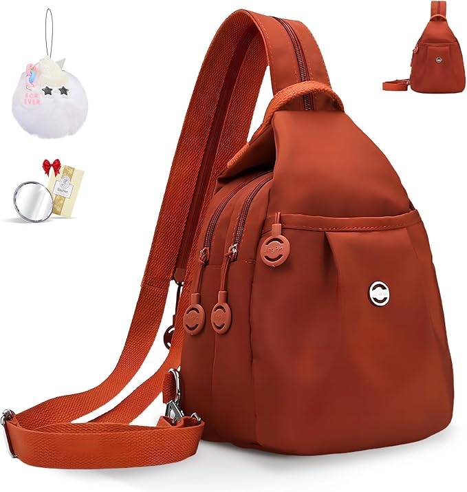 Waterproof 2-Way Mini Commuter Bag, Multi-Compartment Oxford Small Backpack, For Women, Collegeman, Commuter, Travel with Anti-Theft,Three in One Multifunctional Convertible Design (Orange) by Unknown