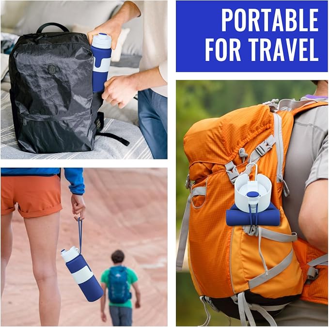 Nefeeko Collapsible Water Bottle, BPA Free 26oz Silicone Water Bottles | Foldable Water Bottles for Travel Sports, Leak-Proof Spill-Proof Portable Water Bottle with Carabiner, Lightweight - Image 6