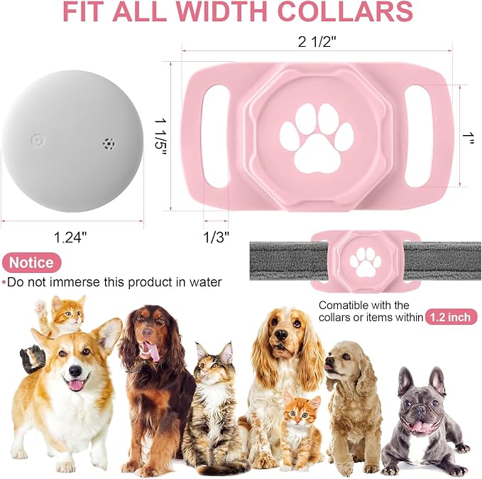 Smart Pet Tracker for Collar - Dog Tracker Pet Location Tracker with Holder | Real-Time Location, No Monthly Fee/ SIM Card, Work with Android Only (Not for IOS), Ultra-Slim, IP68 Waterproof Holder, Pink - Image 3