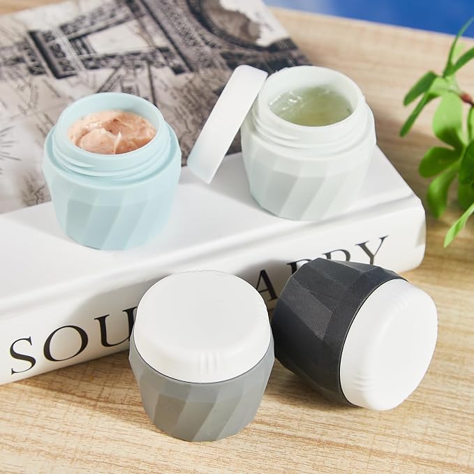 Silevoler Travel Containers for Toiletries, Premium Cosmetic Silicone Cream Jars, TSA Approved Leak-Proof Refillable Travel Size Toiletries with Clear Bag for Cosmetic Face Body Cream (Gray) - Image 4