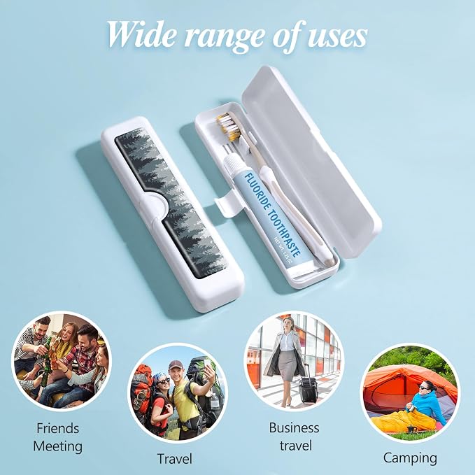 Toothbrush Travel Case - Colorful Pattern, Holder and Covers for Toothbrushes, Includes Tongue Scraper Case - Image 6