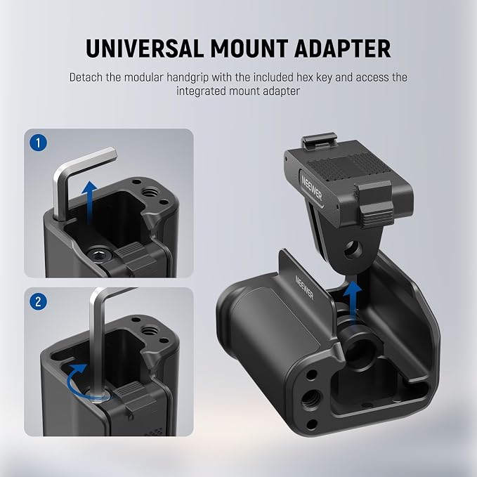NEEWER Cage and Side Handle Accessories Kit Compatible with DJI Osmo Action 5 Pro / 4/3 Camera, Protective Metal Video Rig Magnetic Adapter Mount Cold Shoe Shutter Extender Bar, Black, AC014+AC034 - Image 5