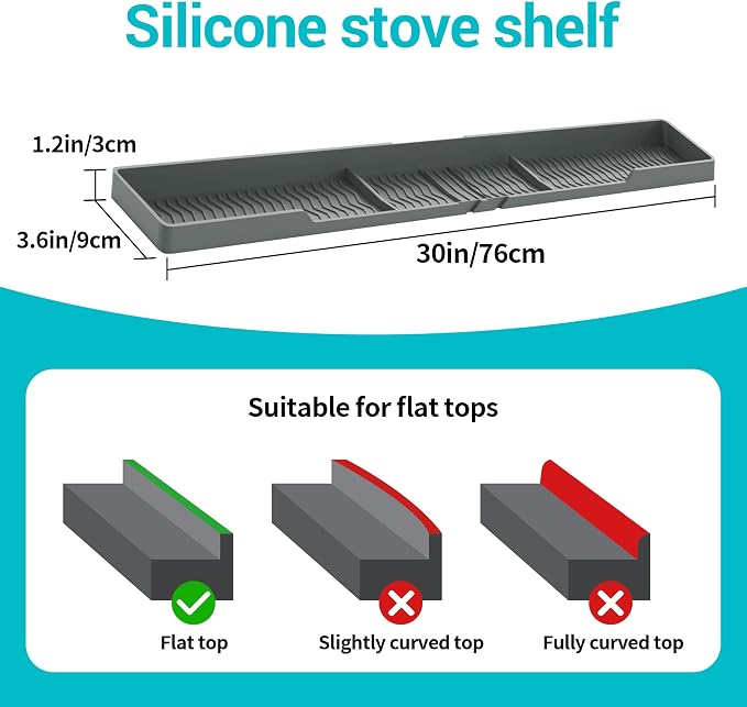 Silicone Over The Stove Shelf, 30 Inch Magnetic Stove Top Organizer - No Drill Space Saving Storage Rack for Spices & Kitchen Utensils, Perfect for Small Kitchen & Apartments (Grey) - Image 6