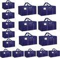 16 Pack-Extra Large Heavy Duty Moving Bags - Waterproof Storage Totes with Handles & Zippers, Foldable for College Dorm, Storage (Dark Blue) by Unknown