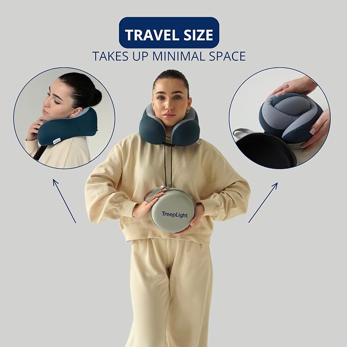 Travel Pillow Set – Memory Foam Neck Pillow with 3D Eye Mask & Carrying Case, Travel Essentials for Airplanes, Road Trips & Trains - Image 4