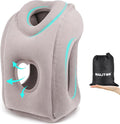 Maliton Inflatable Travel Pillow for Airplane Comfortable Sleeping, (Grey) | Relieve Neck & Shoulder Pain, Support Head Inflatable Pillow for Long Flights,Used for Airplanes, Cars, Trains, Office by Maliton