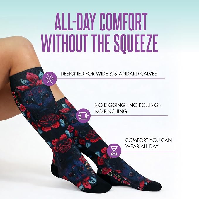 Crazy Compression Socks, Comfortable Support Socks for Recovery, Travel, Hiking, and Long-Hour Comfort w/Fun Designs - Image 2