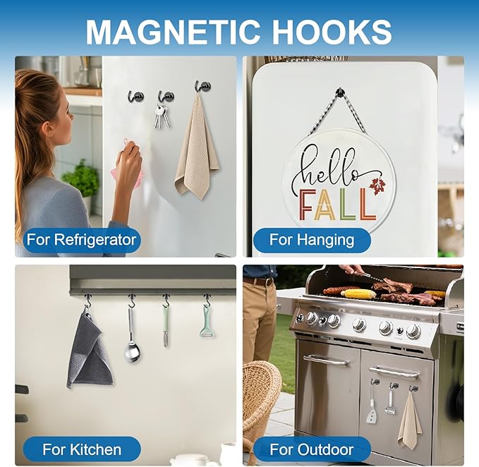 LOVIMAG Magnetic Hooks, Cruise Essentials 2026, 12 Pack-30LBS | Heavy Duty Strong Magnet Hook for Cruise Cabin, Refrigerator Fridge, Ship, Classroom, Kitchen Grills, Black - Image 2