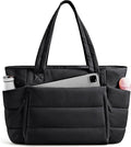 Uselike Tote Bag for Women with Zipper, Quilted Puffer Tote Bag with Compartments, Lightweight Puffy Work Bags for Women by Uselike