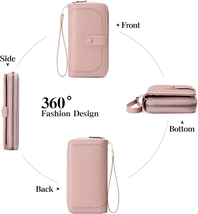 GAEKEAO Leather Credit Card Holder Wallet for Women RFID Blocking Large Capacity Bifold Zipper Card Case Organizer with Wristlet 45 Slots - Image 4