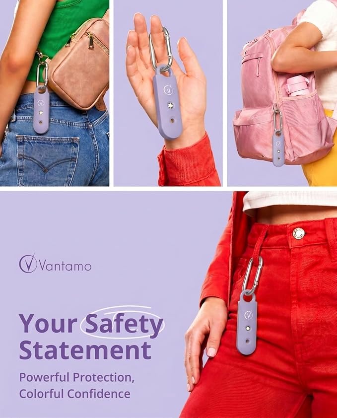 Vantamo Personal Alarm for Self Defense with Low Battery Notice, Strobe Light & Extra Loud 130 dB Double Speakers Safety Keychain Set for Women, Rechargeable Panic Button for Womens Self Defense - Image 2