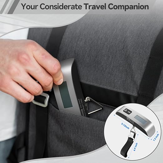 Luggage Scale Dr.meter Travel Essentials Luggage Weight Scale Backlight LCD | 110lb/50kg Electronic Balance Digital Postal Travel Accessories with Rubber Paint Handle Temperature Sensor Silver - Image 4