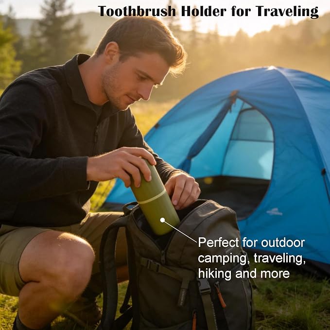 Portable Travel Toothbrush Holder: 2-in-1 Dustproof Toothbrush Travel Case with Rinse Cup, Travel Toothbrush & Toothpaste Containers for Camping, Hiking, School, Business Trip - Image 6
