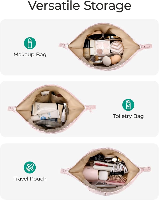 BAGSMART Makeup Bag Travel Toiletry Bag, Wide-open Zipper Pouch | Puffy Padded, Travel Essentials, Make Up Bag, For Women, Makeup Organizer, Toiletries Accessories Brushes - Image 7