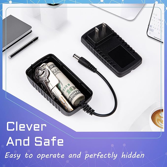 Plug Storage Realistic Looking Charger with Storage Hiding Places for Valuables Charger Diversion Safe, Black - Image 4