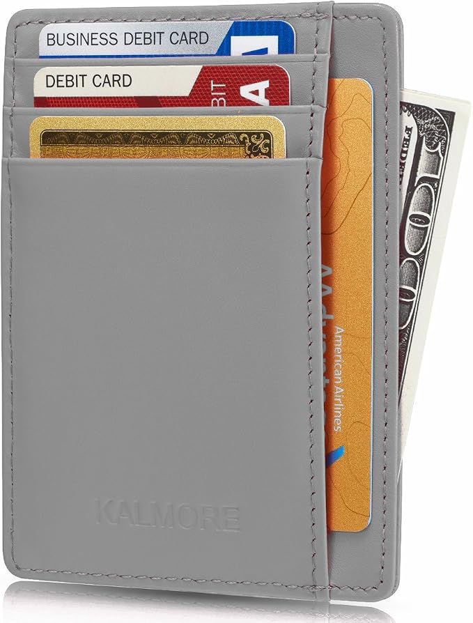 KALMORE Genuine Leather Front Pocket Slim Wallet Credit Card Holder with ID Window by KALMORE