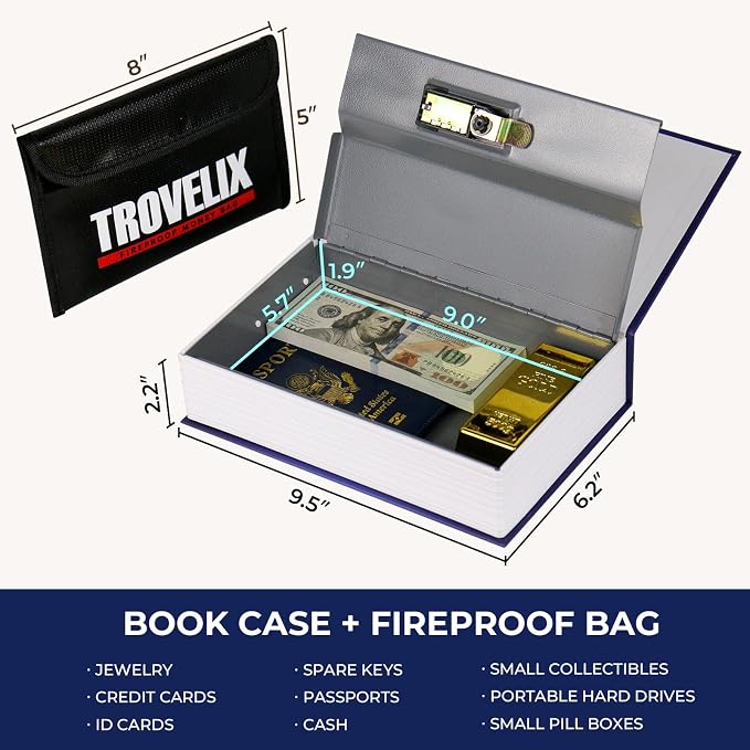 Book Safe with Combination Lock, Hidden Safe (9.5 x 6.2 x 2.2 Inch) with Fireproof Bag, Secret Diversion Safe, Hollow Book Box Hidden Storage, Money Safe Box for Cash (GREAT GATSBY) - Image 3