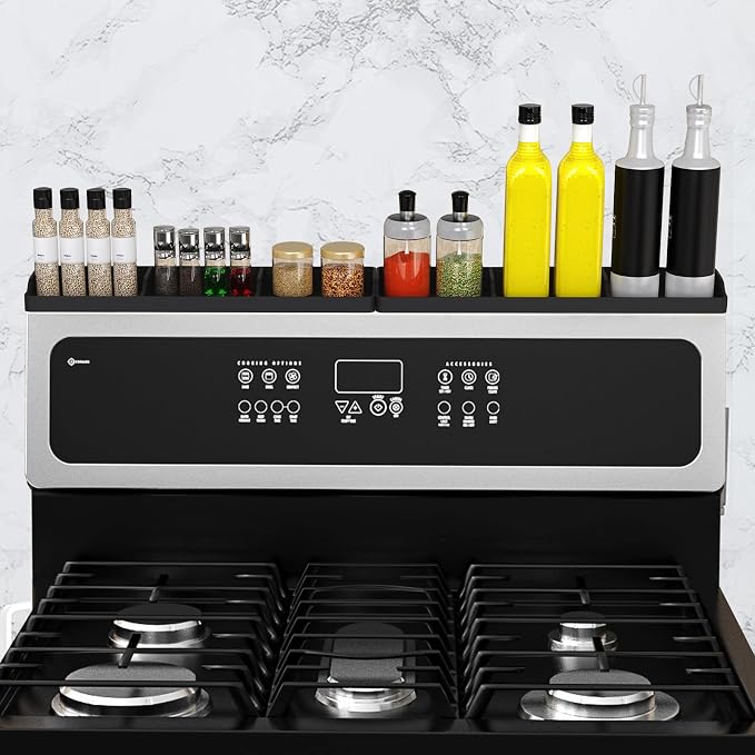 Stove Top Shelf 30 Inch-Silicone Material Magnetic Shelf for Stove-two part | 3 Functional Partitions,Heat Resistant Kitchen Spice Rack Organizer - Image 7