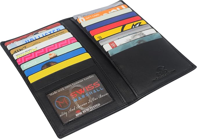 Marshal Bifold Leather RFID Blocking Wallet For Men & Women | Genuine Leather Holder With 19 Slots, 2 Bill Compartments & ID Window | For Credit/Debit Cards, Money & More (CN Black) - Image 8