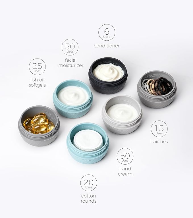 TakeToday Travel Containers for Toiletries, 2oz, 4 Pack, Apricot | Air Travel Leak-Proof, TSA Approved, Silicone Jars with Lid, for Cosmetics & Toiletries - Image 2