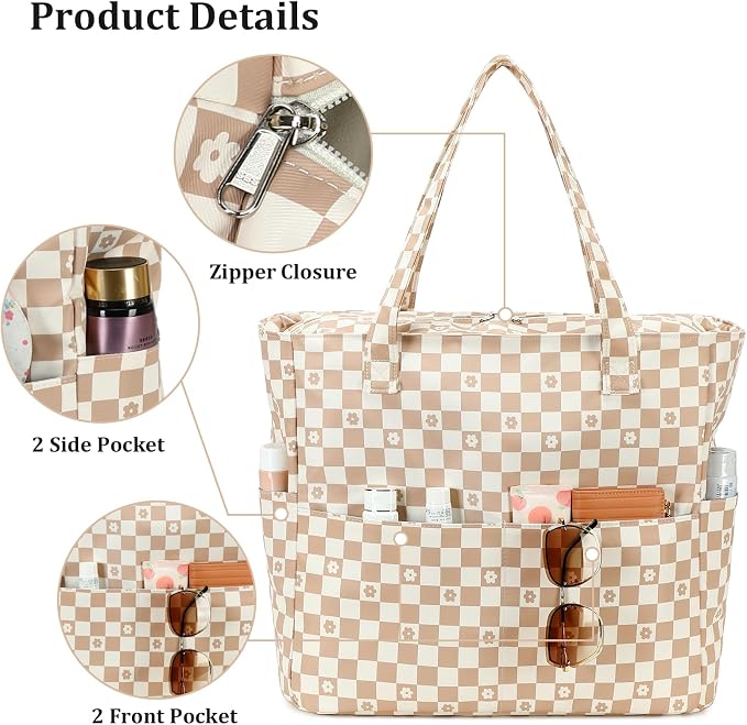 LEDAOU Large Beach Bag for Women, Waterproof Sandproof Tote Bag with Zipper | 36L Pool and Swim bag with Zipper, Wet/Dry pocket and 7 Pockets for Beach Days, Cruises, Vacations and Family travel - Image 6