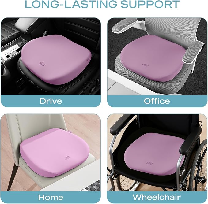 Skechers Seat Cushion Premium Gel & Memory Foam-Office Chair Cushion for Tailbone Pain Relief,Butt Pillow for Office Chair,Car seat Cushion,Long Sitting Office Workers,and Car Drivers,Purple - Image 7