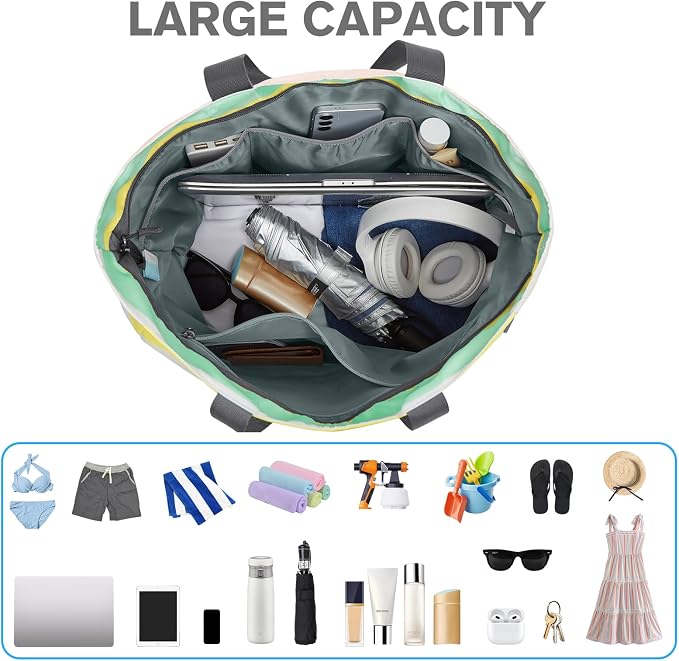 G4Free Beach Bag, Waterproof Sandproof Beach Tote Bag, Large Capacity Foldable for Women - Image 7