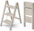Mayi Plus 3 Step Stool Foldable, Aluminum, Lightweight Step Ladder | Extra-wide anti-slip folding steps with 330 lbs, for home,kitchen,office,outdoor,Fir woodgrain by MAYIPLUS