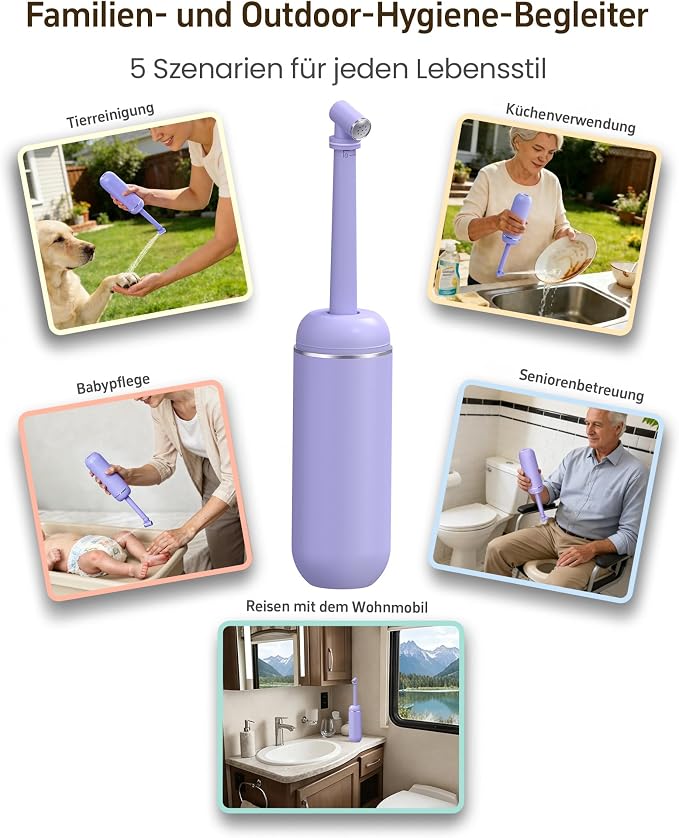 Portable Bidet for Travel & Camping - Manual Squeeze Peri Bottle Handheld | 3 Leak-Proof Seals | BPA-Free | Feminine Hygiene Care | Postpartum | Extendable Sprayer with Nozzle | for Men&Women-Purple - Image 7