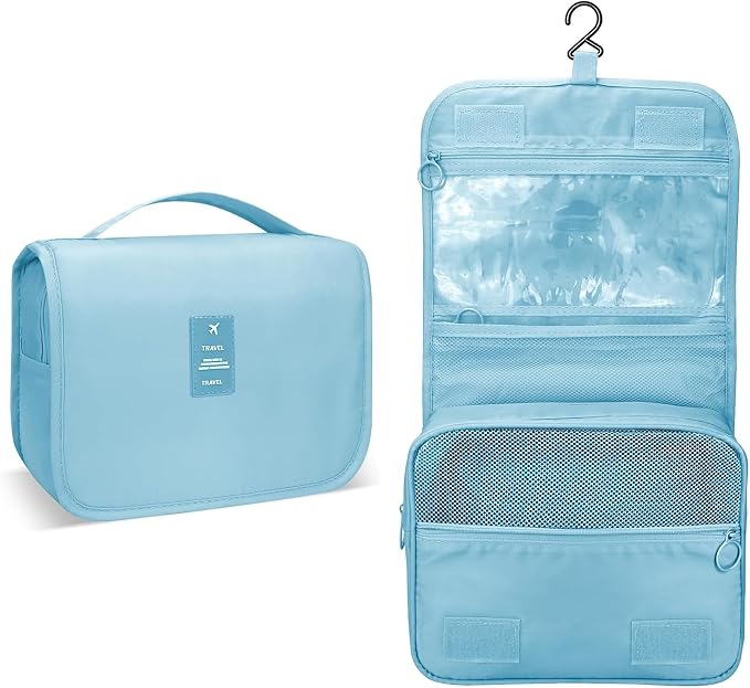 Portable Hanging Toiletry Bag for Travel, Small Multifunctional Makeup Cosmetic Bag for Women, Waterproof Travel Toiletries Organizer, Shower Bathroom Pouch with Hook for Gym, Camping, Business Trips by Unknown