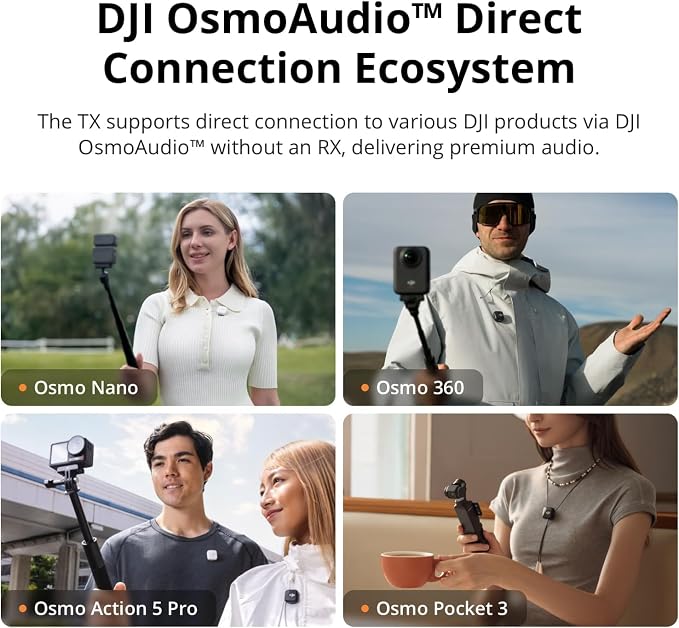 DJI Mic Mini (2 TX + 1 Mobile RX), Ultralight, Active Noise Cancelling | Wireless Lavalier Microphone for iPhone 17/16/15 & Android/PC/Tablet, Plug-and-Play, 300m Transmission, Youtube, Vlog - Image 5