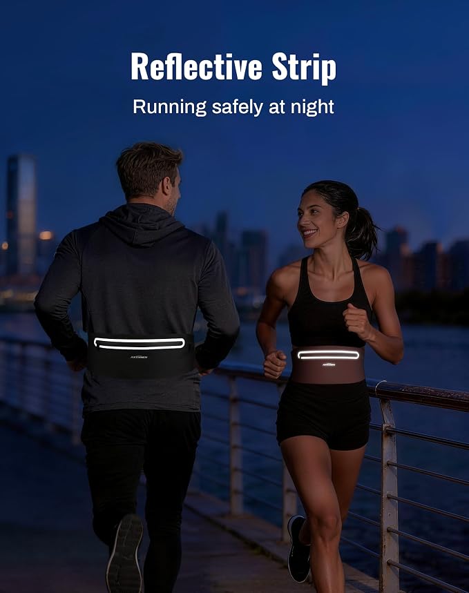 Running Belt for Women & Men-Ultra Light Slim Running Belts | Water-Resistant Phone Holder, 6 Pockets, Adjustable Waist Strap & Reflective Safety for Running, Hiking & Fitness - Image 6
