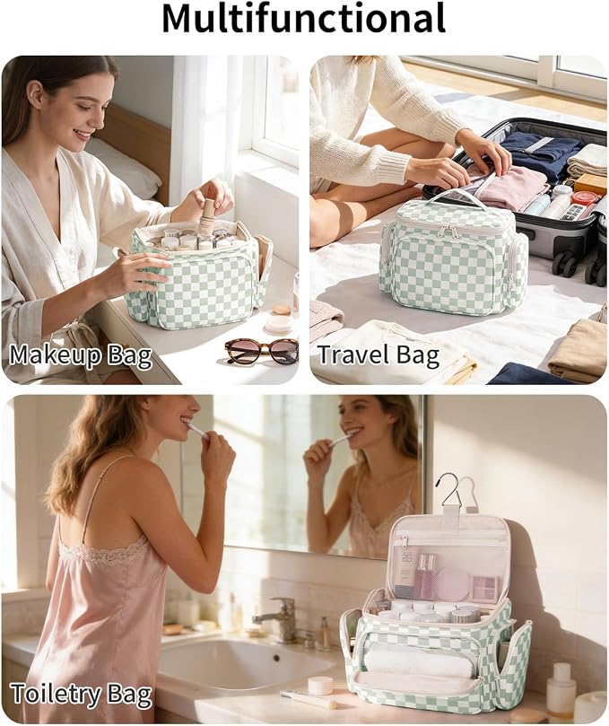 Narwey Hanging Travel Toiletry Bag for Women, Large Makeup Cosmetic Bag | Wide Open, Organized Pocket, Dry Wet Separation, Portable Bathroom Travel Bag for Full Size Toiletries, Vivid Pattern, Gifts - Image 9
