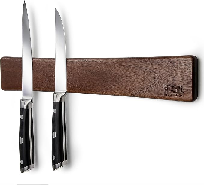 HOSHANHO Magnetic Knife Strips, Magnetic Knife Holder for Wall 16 Inch | Acacia Wood Knife Magnetic Strip Use as Knife Bar, Knife Holder for Kitchen Utensil Organizer, Ideal Cooking Gift for Chef by HOSHANHO