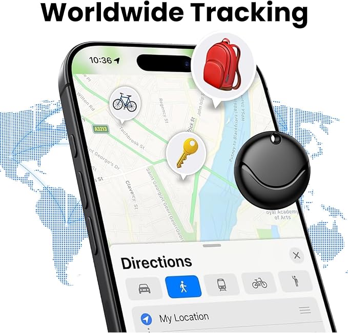 Air Tracker Tags-1 Pack Black, Bluetooth Tracker Works with Apple Find My (iOS Only), Smart Tag with Lanyard, Item Finder for Luggage, Key, Suitcases, Replaceable Battery, IP67 Waterproof Tracking Tag - Image 9