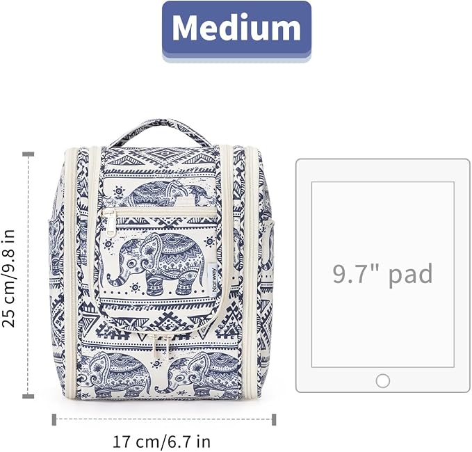 Narwey Small Hanging Toiletry Bag Women Travel Makeup Bag Organizer Toiletries Bag for Travel Size Essentials Accessories Cosmetics (Medium, Elephant) - Image 5