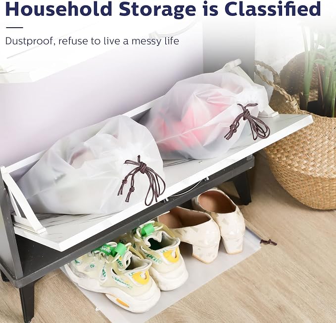 Shappy 50 Pcs Translucent Shoes Bags for Travel Storage Large Clear Drawstring Bags Plastic Portable Shoe Organizer Pouch (Classic,11.8 x 15.7 Inches) - Image 6