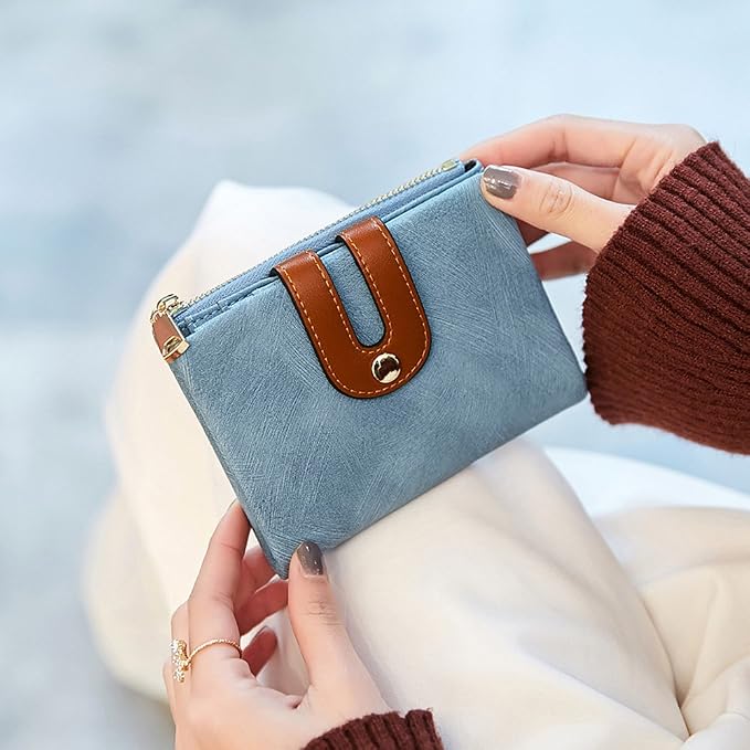 AOXONEL Women's Rfid Small Bifold Leather Wallet Ladies Mini Zipper Coin Purse id card Pocket,Slim Compact Thin - Image 2