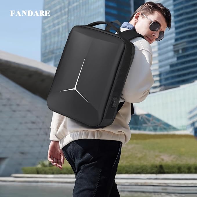 FANDARE Anti-theft Laptop Business Backpack Durable Backpack with USB Daypack 180-degree opening Travel Cabin Rucksack Work Bag Water Resistant Rucksack Work for Men & Women Black - Image 2