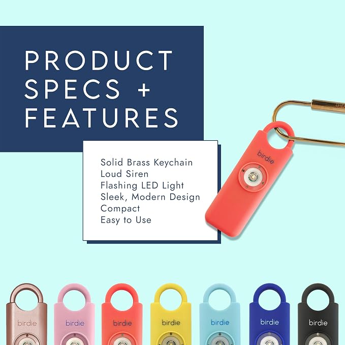 She’s Birdie–The Original Personal Safety Alarm for Women by Women–Loud Siren, Strobe Light and Key Chain in a Variety of Colors (Coral) - Image 3